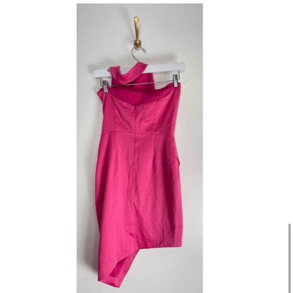 ELLIATT Lilah Asymmetric Satin Cocktail Dress in Fuchsia Size X-Small - Picture 7 of 10